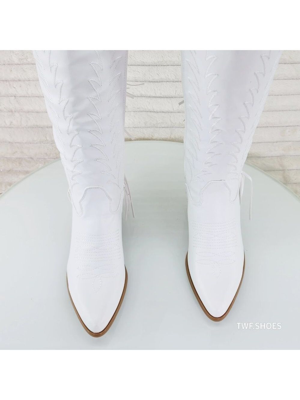 Dusty Roads Bright White Back Fringe Cowboy Western Cowgirl Boots Tuck Zipper - Picture 9 of 13